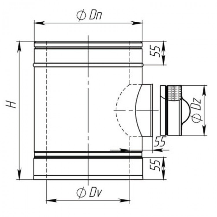 Ревизия для дымохода нерж/нерж Версия Люкс D-120/180 мм толщ. 0,5 мм [04609]